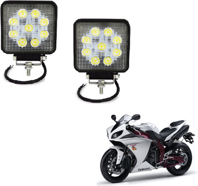 MOCKHE VLB-NS-SQR9LD2P-188 R1 Headlight Motorbike LED for Yamaha (12 V, 27 W)(Universal For Bike, Pack of 2)