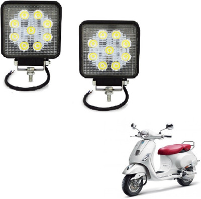 MOCKHE VLB-NS-SQR9LD2P-92 Headlight Motorbike LED for Piaggio (12 V, 27 W)(Vespa Elegante, Pack of 2)