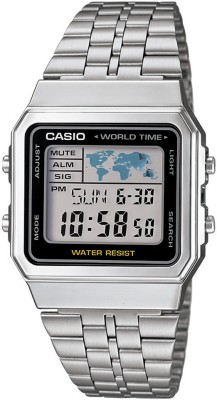 CASIO Vintage A500WA-1DF Black Dial Silver Stainless Steel Band Digital Watch  - For Men & Women