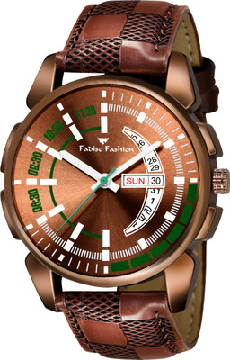 Fadiso Fashion FF3000-Brown Day & Date Functioning Boys Analog Watch - For Boys