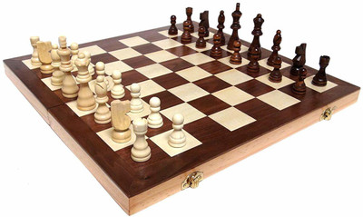 Leosportz chess master Classic folding with lock check & Mate Durable chess board 40.64 cm Chess Board(Brown)