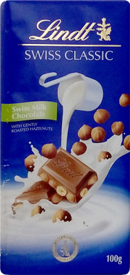 LINDT Swiss Classic Milk Chocolate with Roasted Hazelnuts Bars(100 g)