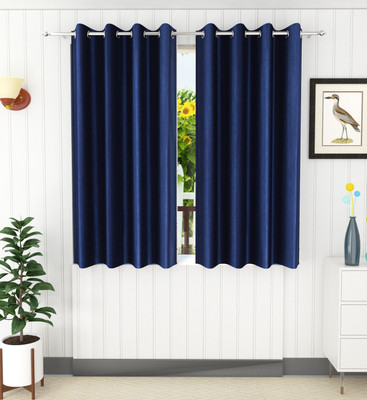 Flipkart SmartBuy 152.4 cm (5 ft) Window Polyester Curtain (Pack Of 2)(Blue, Solid)