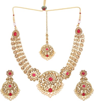 ZIKU JEWELRY Brass, Alloy Gold-plated Red, Bronze Jewellery Set(Pack of 1)