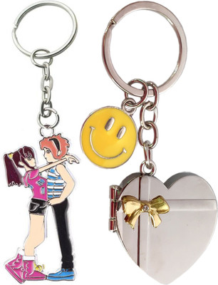 MGP FASHION Locking Heart and Cute Smiley Emoji Romantic Couple keychain Key Chain