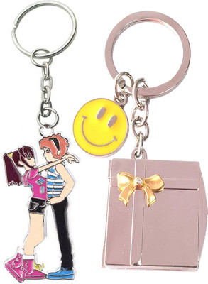 MGP FASHION Book Shape Mini Photo Frame Double Ring Locking Cute Smiley Emoji Key Chain