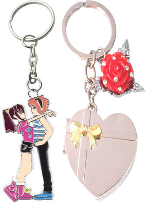 MGP FASHION Heart Shape Mini Photo Frame Double Ring Key Chain