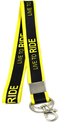 faynci Live to Ride Designed Printed Long Black/Yellow Fabric Clothing Key Chain Key Chain