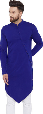 Chill Winston Men Solid Asymmetric Kurta(Blue)