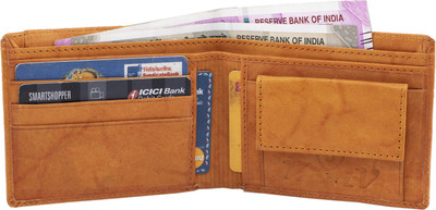 Keviv Men Casual Tan Genuine Leather Wallet(5 Card Slots)
