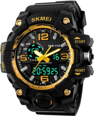 SKMEI 1155_Yellow Black Dial Sporty Look Analog-Digital Watch  - For Men