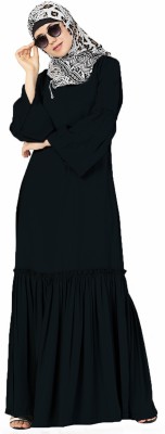 Momin Libas Polyester Solid Abaya(Black)