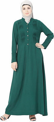 Momin Libas Polyester Solid Abaya(Green)