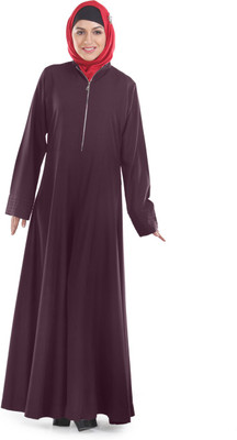 Momin Libas Polyester Solid Abaya(Maroon)