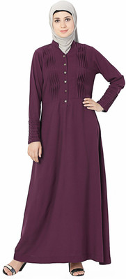 Momin Libas Polyester Solid Abaya(Maroon)