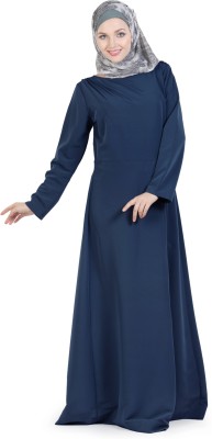 Momin Libas Polyester Solid Abaya(Blue)