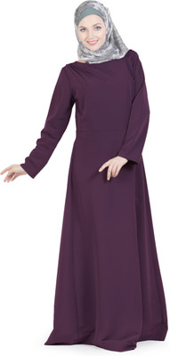 Momin Libas Polyester Solid Abaya(Purple)