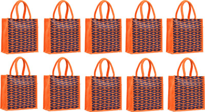 

AGGDA Orange Diamond printed Jute Gift Bags for Birthdays (Pack of 10) Waterproof Multipurpose Bag(Orange, 16 L)