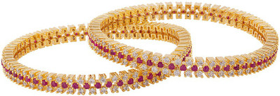 Voylla Brass Cubic Zirconia Gold-plated Bangle(Pack of 2)