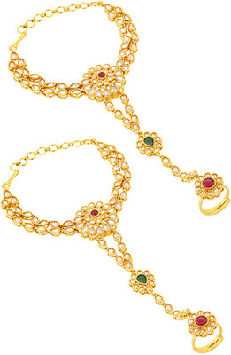 Voylla Brass Gold-plated Ring Bracelet(Pack of 2)