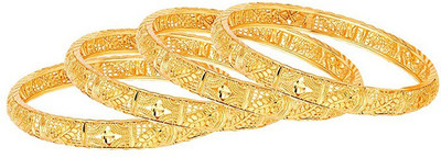 Voylla Brass Gold-plated Bangle Set(Pack of 4)