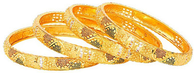 Voylla Brass Gold-plated Bangle Set(Pack of 4)