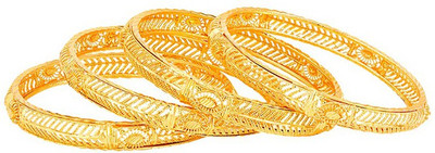 Voylla Brass Gold-plated Bangle Set(Pack of 4)