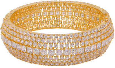 Voylla Brass Cubic Zirconia Gold-plated Bangle Set