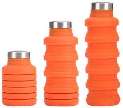 Rudra Exports Foldable Water Bottle Food Grade BPA Free 550 ml Bottle(Pack of 1, Orange, Plastic)