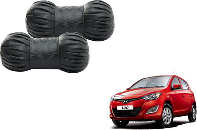 MOCKHE Black Cotton, Leatherite Car Pillow Cushion for Hyundai(Round, Pack of 2)