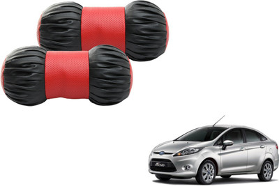 MOCKHE Black, Red Cotton, Leatherite Car Pillow Cushion for Ford(Round, Pack of 2)