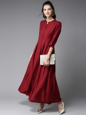 HERE&NOW Women Maxi Maroon Dress