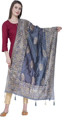 A R SILK Silk Blend Self Design Women Dupatta