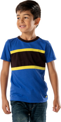 Nitt Hyman  - Cherry Crumble Baby Boys Striped Cotton Blend Regular T Shirt(Blue, Pack of 1)