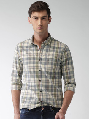 Mast & Harbour Men Checkered Casual Blue Shirt