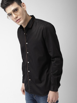 Mast & Harbour Men Solid Casual Black Shirt at flipkart