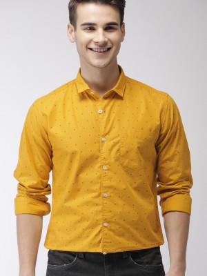 Mast & Harbour Men Printed Casual Yellow Shirt