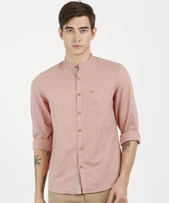 TRUE BLUE Men Solid Casual Pink Shirt