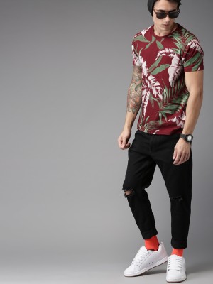 Moda Rapido Printed Men Round Neck Red T-Shirt