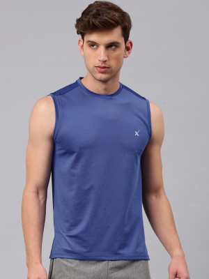 HRX by Hrithik Roshan Color Block Men Round Neck Blue T-Shirt at flipkart