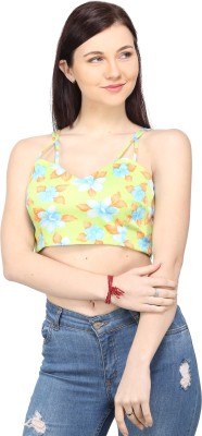 ESS EMM CLOTHING Casual Shoulder Strap Floral Print Women Yellow Top