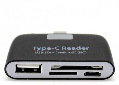 Gabbar USB 3.1 Type C Hub Pretty Handy Micro USB OTG Adapter with LED USB C Hub USB SD TF Micro Extender Card Smart Card Reader Type C card ReaderB5 Card Reader(Black)