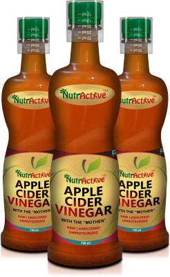 NutrActive Organic Apple Cider Vinegar With Mother For Digestion, Hair, Skin & Weight Loss Vinegar(3 x 750 ml)