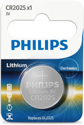 PHILIPS Lithium Coin Cell CR2025 3V  Battery(Pack of 10)