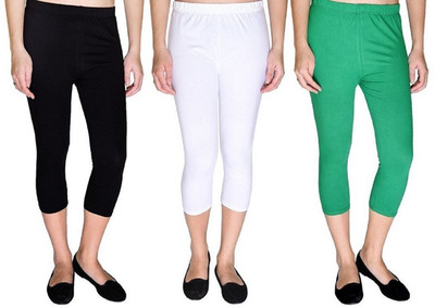 FeelBlue Women White, Black, Light Green Capri