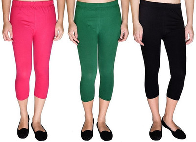 FeelBlue Women Pink, Black, Light Green Capri