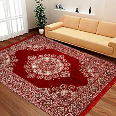 THE FRESH LIVERY Maroon Cotton Carpet(4 ft,  X 6 ft, Rectangle)