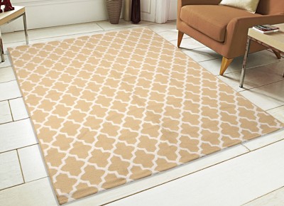 Saral Home Beige Cotton Area Rug(5 ft,  X 7 ft, Rectangle)