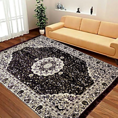 Nature A Black Velvet Carpet(5 ft,  X 7 ft, Rectangle)
