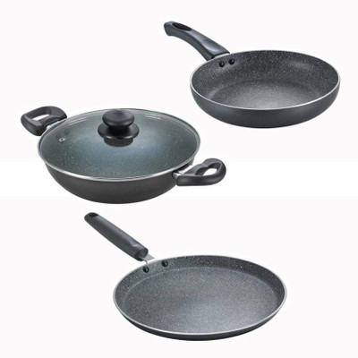 Prestige Omega Deluxe Granite Induction Bottom Non-Stick Coated Cookware Set(PTFE (Non-stick), 201820 - Piece)